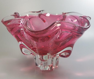 Bohemian Art Glass Bowl by Josef Hospodka, Czechoslovakia 60s - Retro