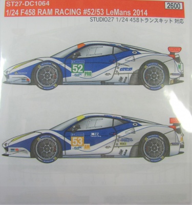 Ferrari F458 RAM Racing #52,53 Le Mans 2014 1/24 - Studio27