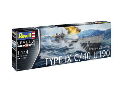 German Submarine Type IX C/40 (U190) (1:144) Plastic Model Kit ponorka 05167 - Revell