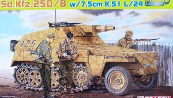 Model Kit military 6425 - Sd.Kfz.250/8 NEU w/7.5cm K.51 L/24 GUN (PREMIUM EDITION) (1:35) - Dragon