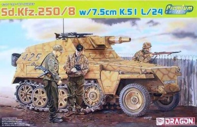 Model Kit military 6425 - Sd.Kfz.250/8 NEU w/7.5cm K.51 L/24 GUN (PREMIUM EDITION) (1:35) - Dragon