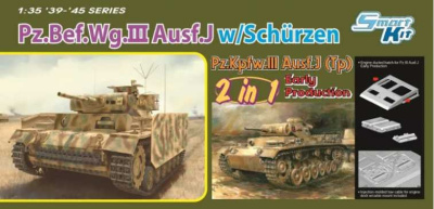 Model Kit tank- Pz.Bef.Wg.III Ausf.J / Pz.III Ausf.J (Tp) Early Production (2 in 1) (1:35) - Dragon