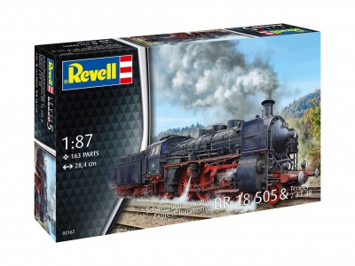 Plastic ModelKit lokomotiva 02167 - Express Locomotive BR 18 505 with Tender 2'3' T38 (1:87) - Revell