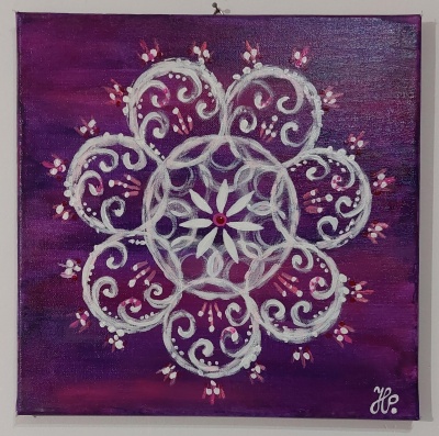 Sněhová mandala - akryl na plátně 30x30 cm - Obrazy na míru